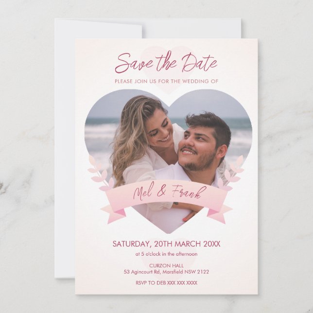 Love Heart Photo Save the Date Invitation (Front)