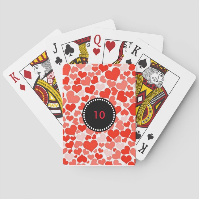 Love Heart Pink And Red Custom Year Playing Cards (Back)