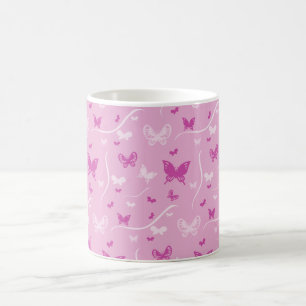 Love Heart Pink Butterfly Coffee Mug