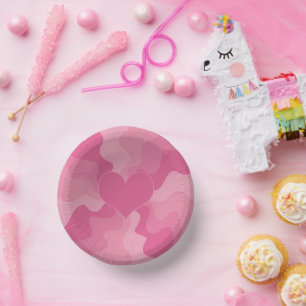 Love Heart - Pink Paper Plate