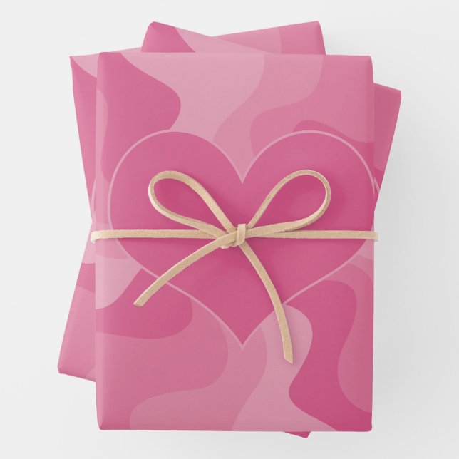 Love Heart - Pink Wrapping Paper Sheet (In situ)