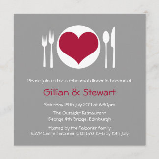 Love Heart Plate Rehearsal Dinner Invitation