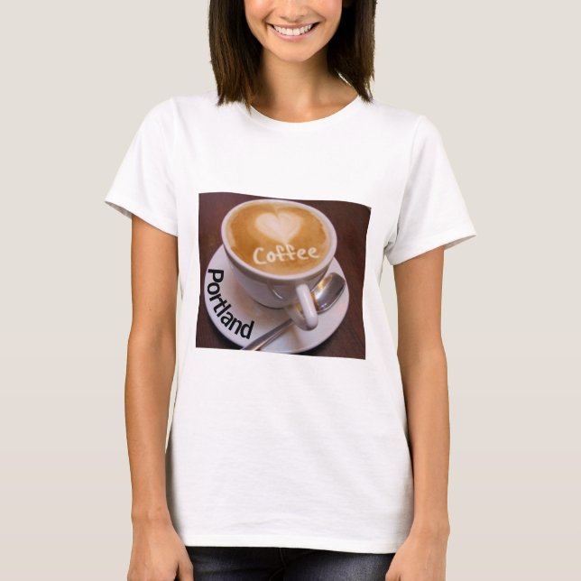 Love Heart  Portland Cappuccino Coffee Cup T-Shirt (Front)