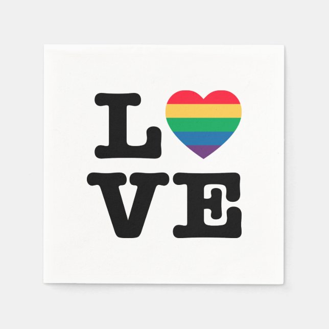 Love Heart Pride Paper Napkins (Front)