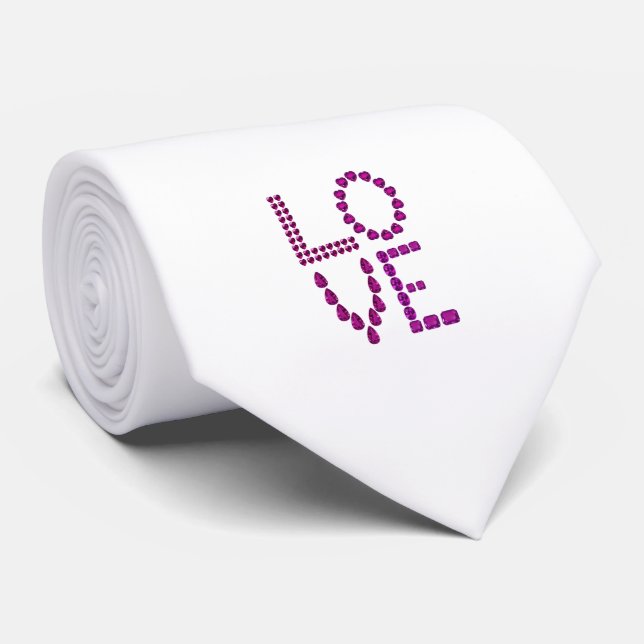 Love & Heart Purple Tie (Rolled)