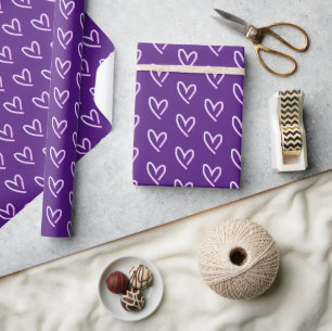 Love Heart Purple Wrapping Paper
