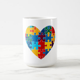 Love Heart Puzzle Acceptance Autism Awareness Coffee Mug