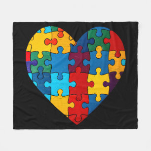 Love Heart Puzzle Acceptance Autism Awareness Fleece Blanket