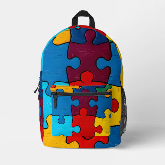 Love Heart Puzzle Acceptance Autism Awareness Printed Backpack