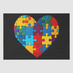 Love Heart Puzzle Acceptance Autism Awareness Tissue Paper