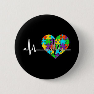 Love Heart Puzzle Acceptance Men Women Kids Autism 6 Cm Round Badge
