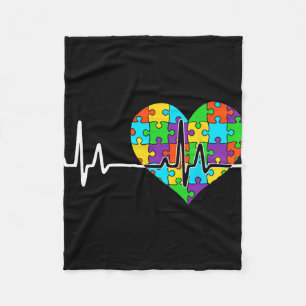 Love Heart Puzzle Acceptance Men Women Kids Autism Fleece Blanket