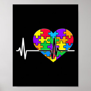 Love Heart Puzzle Acceptance Men Women Kids Autism Poster