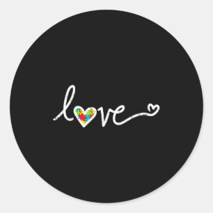Love Heart Puzzle Cute Autism Awareness Asd Men Wo Classic Round Sticker