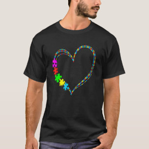 Love Heart Puzzle Piece Cute Autism Awareness Mont T-Shirt