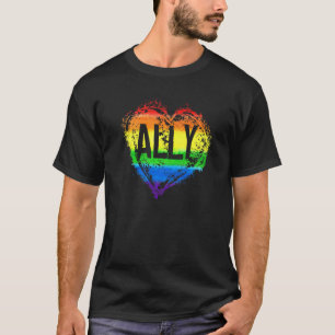 Love Heart Rainbow Ally Lgbtq Lgbt Lesbian Gay Pri T-Shirt