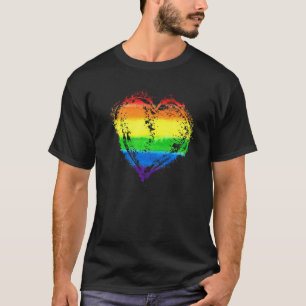 Love Heart Rainbow Colour Lgbt Lgbtq Lesbian Gay P T-Shirt