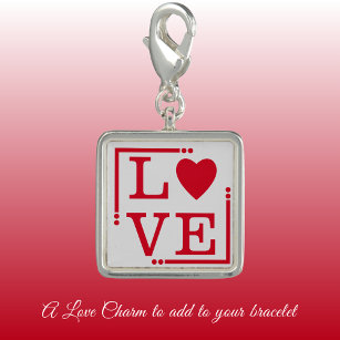 Love heart red and grey charm