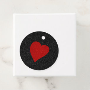 Love Heart Red Glitter Valentine's Favour Tags