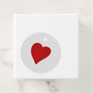 Love Heart Red Glitter Valentine's Favour Tags