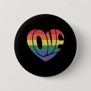 Love Heart retro Groovy LGBT Rainbow Pride Gear 6 Cm Round Badge