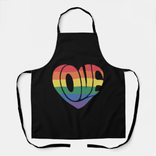 Love Heart retro Groovy LGBT Rainbow Pride Gear Apron