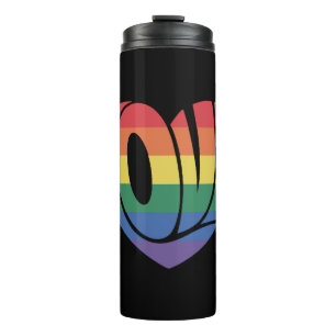 Love Heart retro Groovy LGBT Rainbow Pride Gear Thermal Tumbler