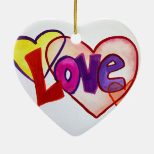 Love Heart Rings Art Painting Ornament