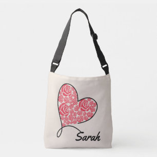 Love Heart & Roses - Custom Cross-Body Tote