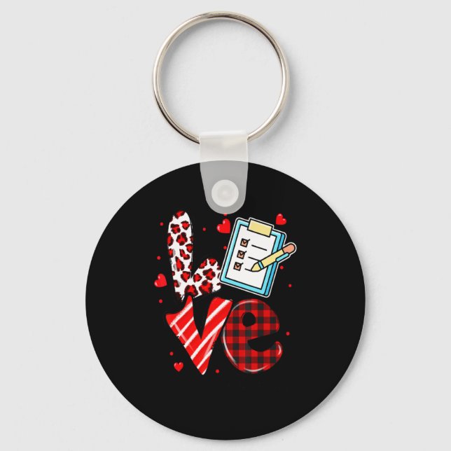 Love Heart School Secretary Life Valentines Day Gi Key Ring (Front)