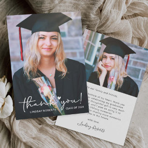 Love Heart Script Class of 2023 Graduation Photo Thank You Card
