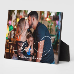 Love Heart Script   Family Photo  Plaque