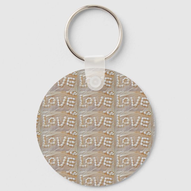 Love Heart Sea Shell Beach Hearts Seashells Summer Key Ring (Front)