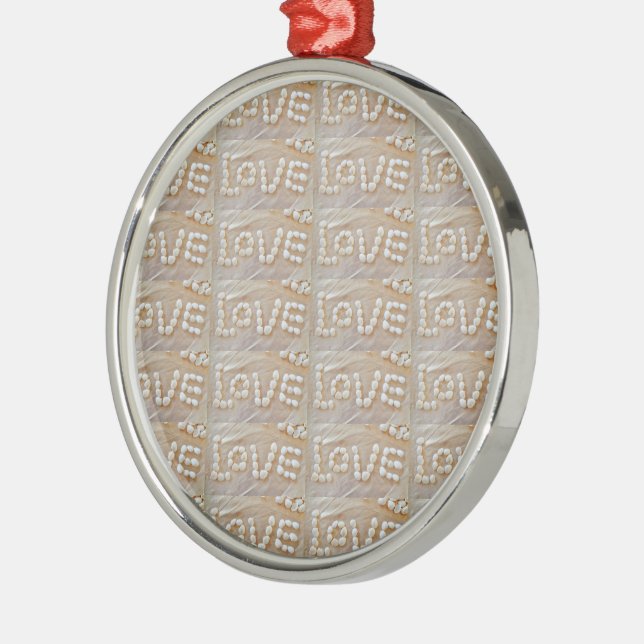 Love Heart Sea Shell Beach Hearts Seashells Summer Metal Ornament (Left)