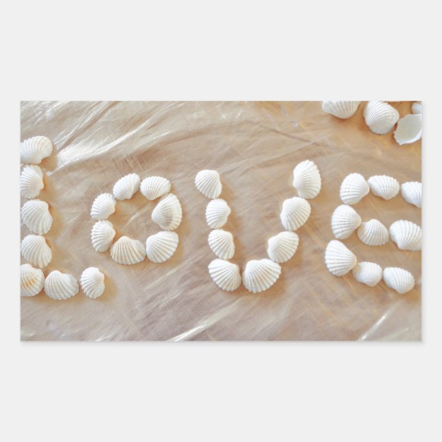 Love Heart Sea Shell Beach Hearts Seashells Summer Rectangular Sticker (Front)