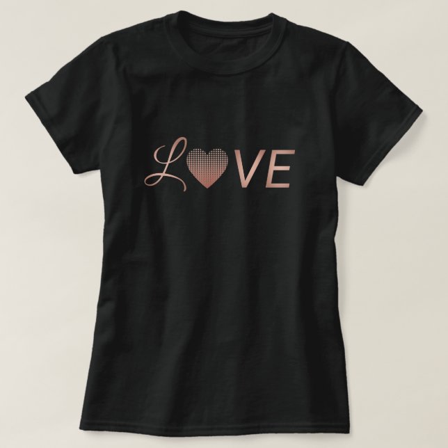 Love heart shape amour rose gold blush pink chic T-Shirt (Design Front)