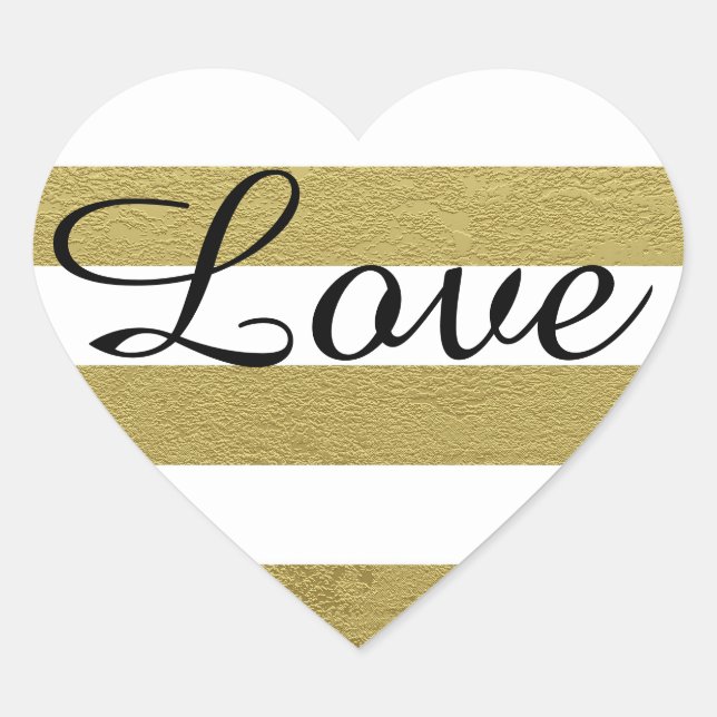 Love Heart Shape Sticker with Gold Stripes (Front)