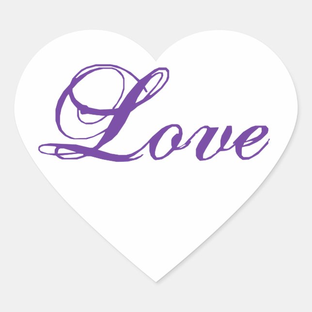 Love Heart Shape Stickers for Weddings Purple (Front)