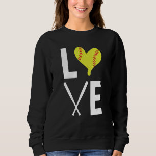 Love Heart Shaped Ball Softball Bats  Softball Sweatshirt