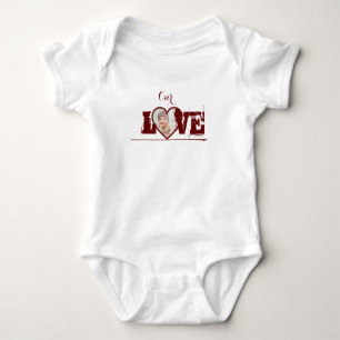 LOVE Heart shaped personalised photo Baby Bodysuit