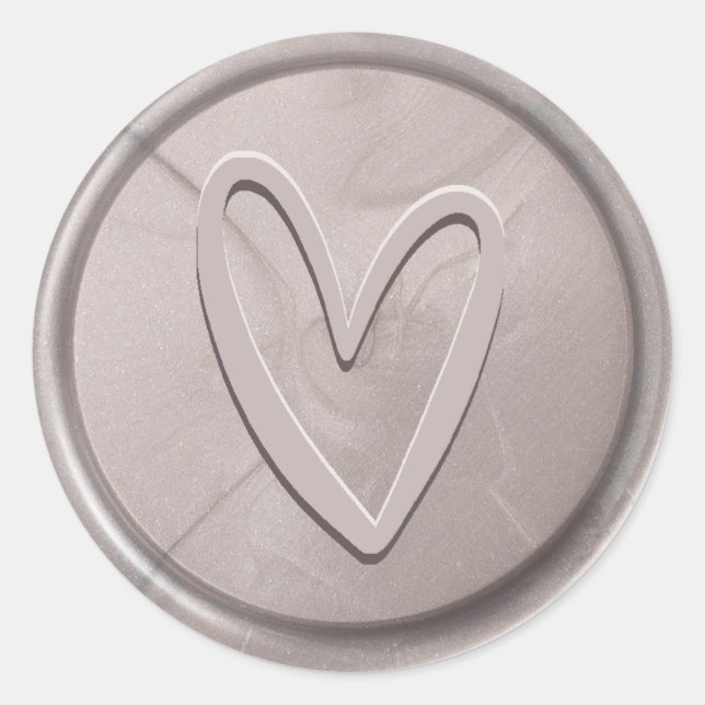 Love Heart Silver Grey Wax Seal Sticker (Front)