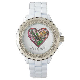 Love heart stained glass watch