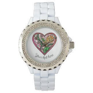 Love heart stained glass watch
