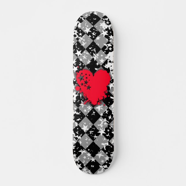 Love Heart Star Splatt Skateboard (Front)