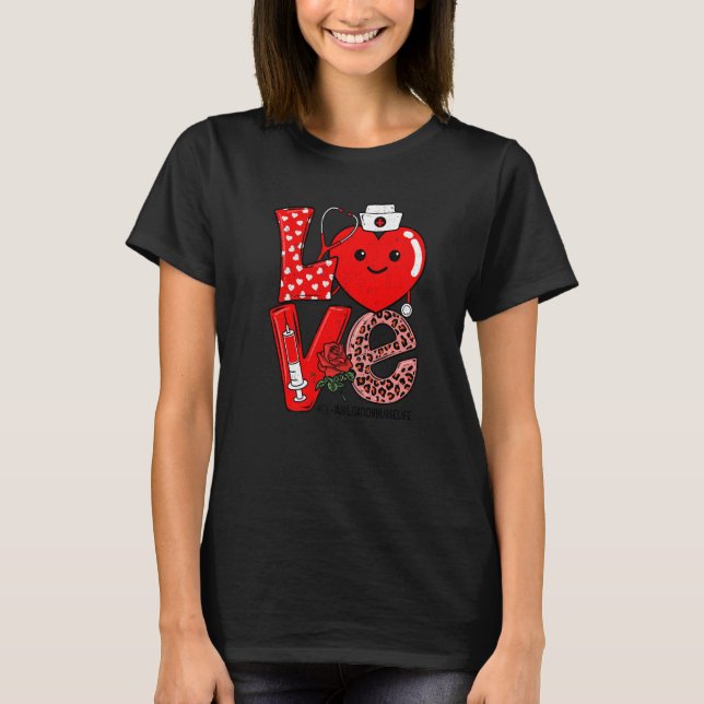 Love Heart Stethoscope Rehabilitation Nurse Life V T-Shirt (Front)