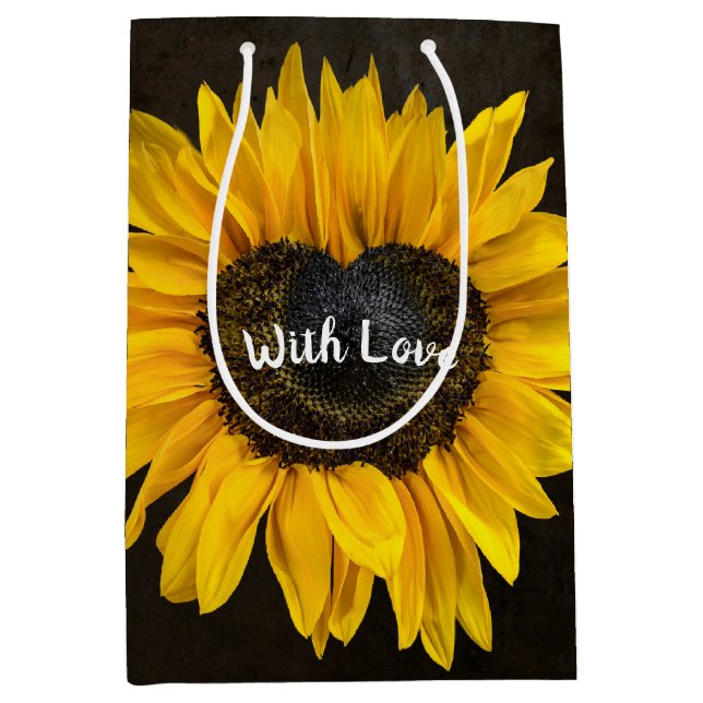 Love Heart Sunflower  Medium Gift Bag (Front)