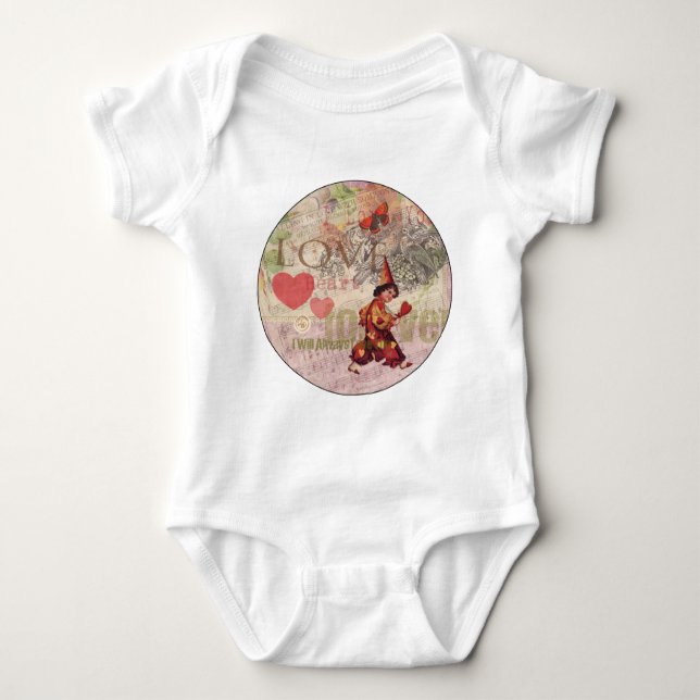 Love Heart Sweetheart Valentine Cherub Baby Bodysuit (Front)