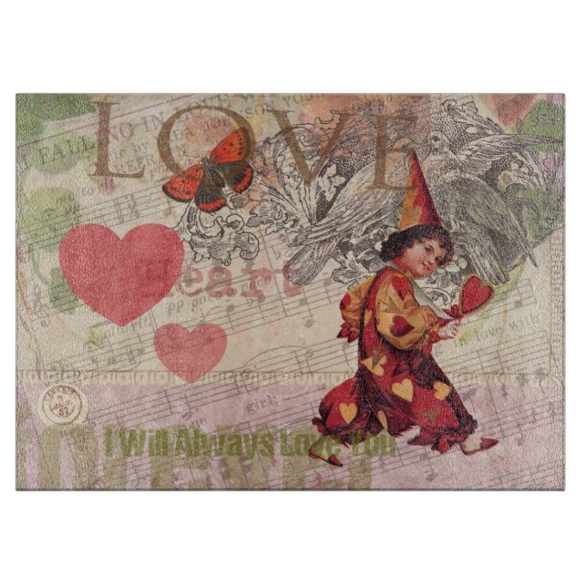 Love Heart Sweetheart Valentine Cherub Cutting Board (Front)