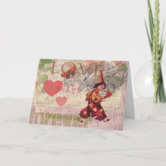 Love Heart Sweetheart Valentine Cherub Holiday Card (Front)