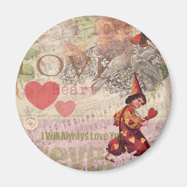 Love Heart Sweetheart Valentine Cherub Magnet (Front)